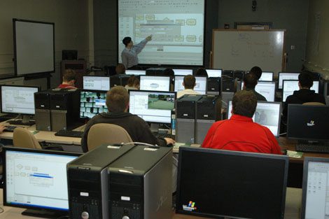 Engineering students learn during a lab