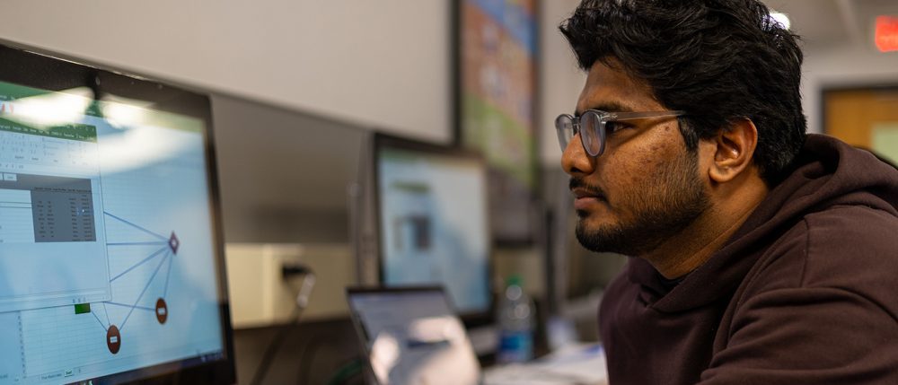 Student at computer