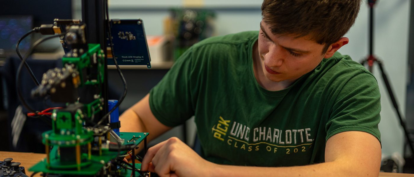 Student working with robot
